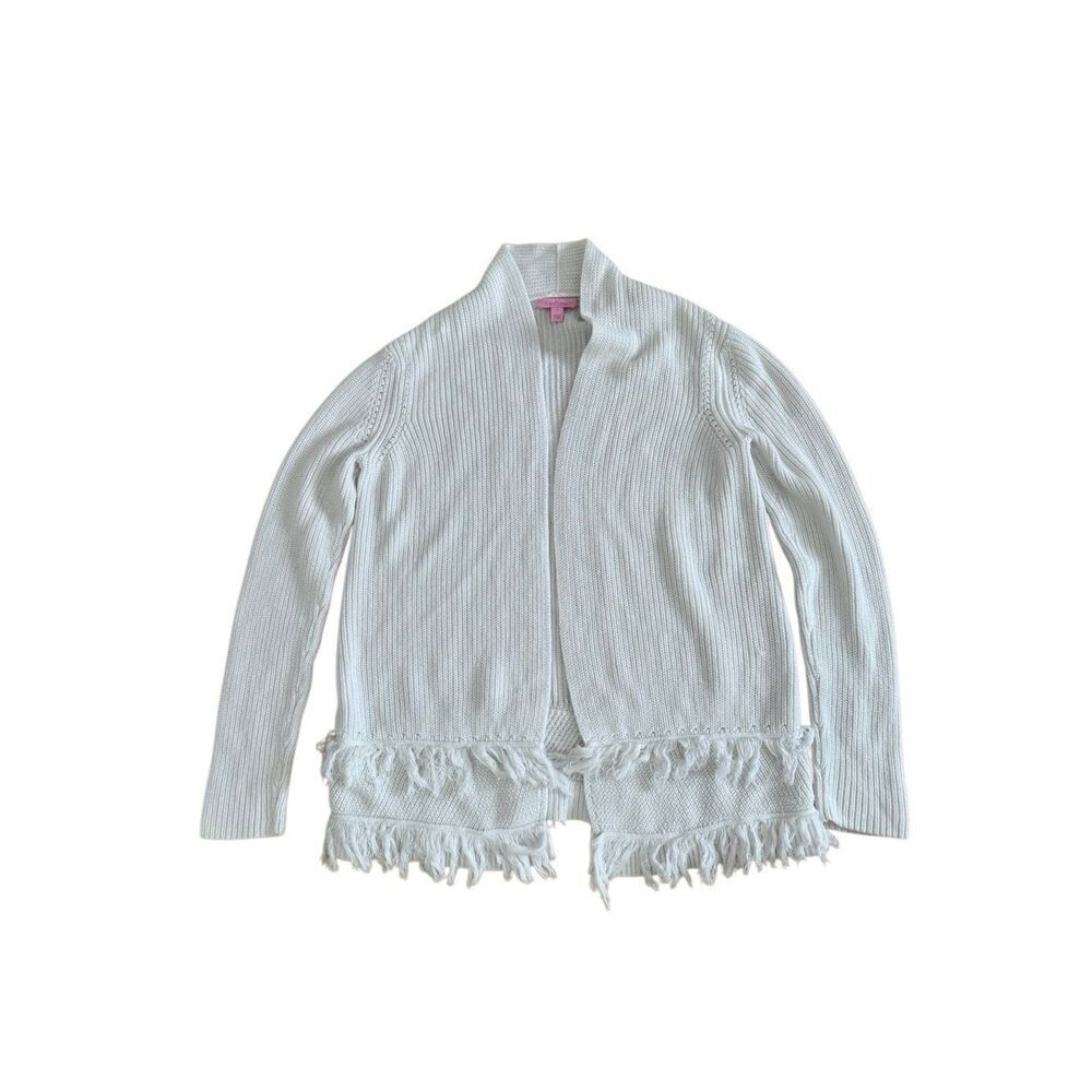 Lilly Pulitzer Women's 100% Cotton Fridge Detail Open Cardigan Sweater Medium